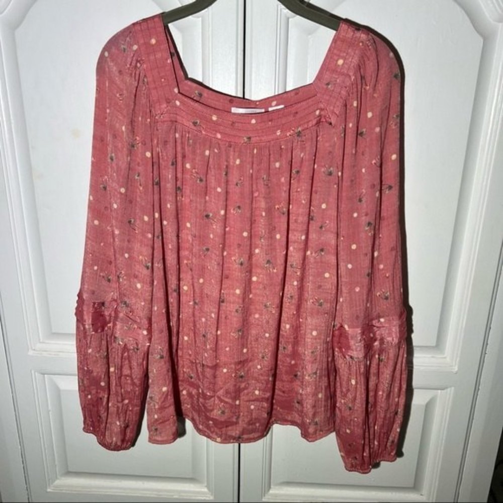 Women's LC Lauren Conrad Love, Peasant Red Floral Top, Size L